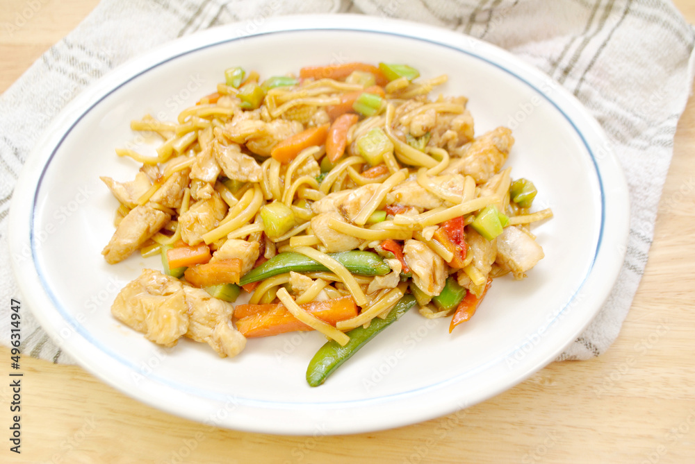 Teriyaki Chicken Vegetable Stir Fry with Thin Noodles	