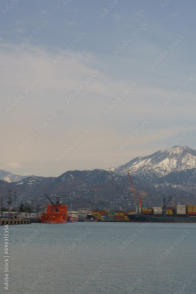 container ship in port