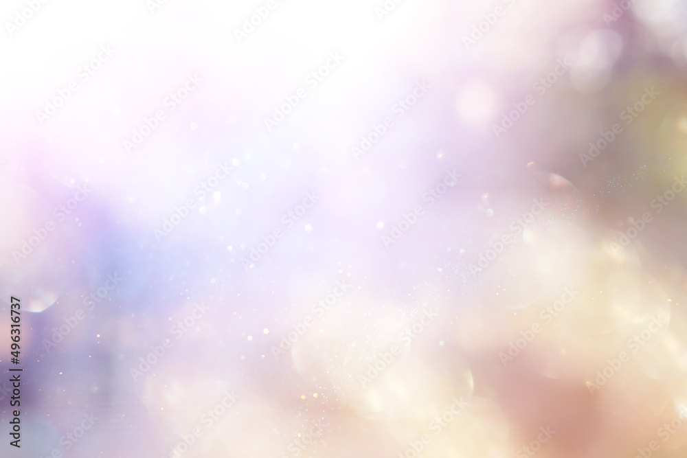 Fototapeta premium background of abstract pink, gold and silver glitter lights. defocused