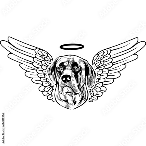 English Mastiff with Wings and Halo Vector