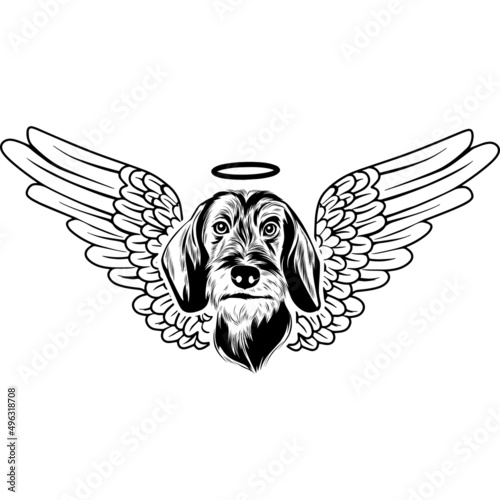 Wire Fair Dachshund with Wings and Halo Vector