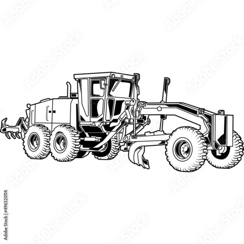 Фотография Road Grader Detailed Vector Clipart