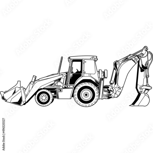 Backhoe Detailed Vector Clipart