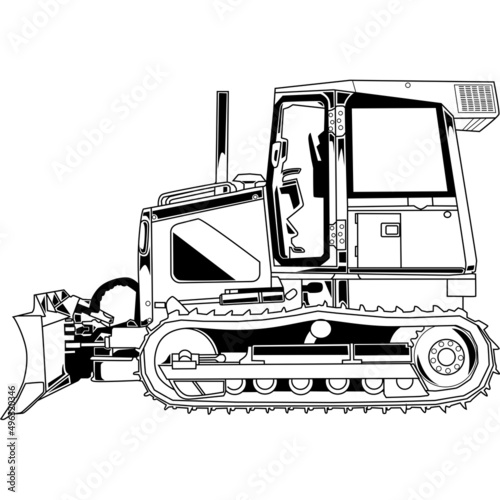 Bull Dozer Detailed Vector Clipart