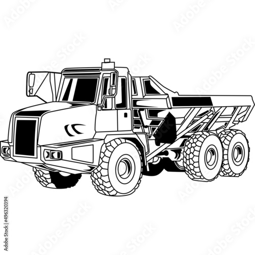 Dump Truck Detailed Vector Clipart