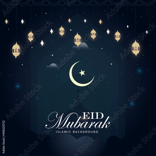 Eid mubarak Islamic background. Greeting background for vector illustration, poster and banner.