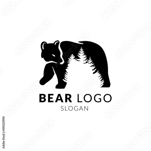 Bear logo icon design, forest, nature protection logo, vector illustration