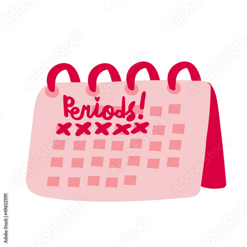 Hand drawn doodle menstrual calendar vector illustration