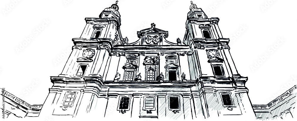 Fototapeta premium sketch of the dom of Salzburg