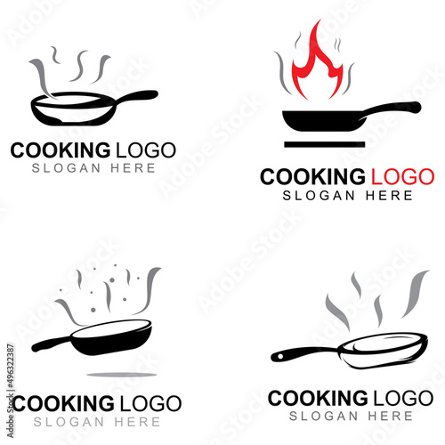 Logos for cooking utensils, cooking pots, spatulas and cooking spoons. Using a vector illustration template design concept.