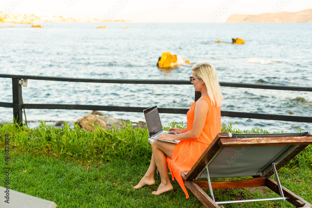 Woman working comfortably in summer