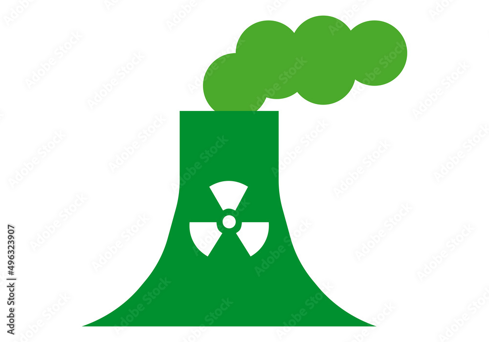 Icono verde de chimenea de central nuclear. Icono verde de chimenea de central nuclear.