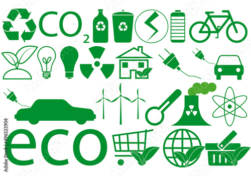 Icono verde de temática ecológica. 