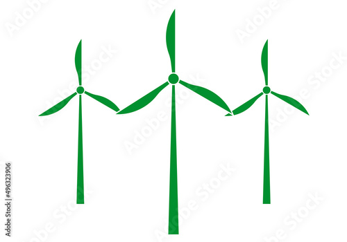 Icono de aerogeneradores verdes en fondo blanco.