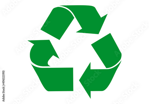 Icono verde de reciclaje en fondo blanco.