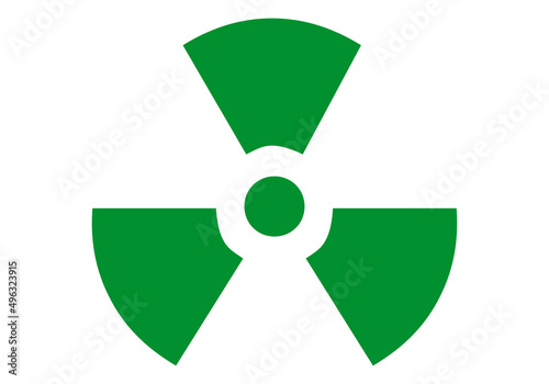 Icono verde de radiactivo en fondo blanco.