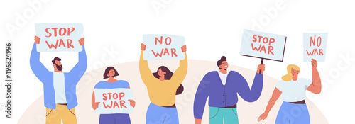 People are Protesting Against War vector illustration. No War.