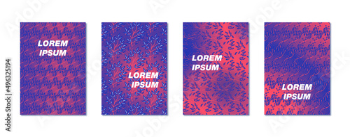 Conjunto de plantillas de diseño abstracto con patrones de naturaleza vectorizados y fondos degradados. Estética minimalista para portada, diseño de presentaciones, folletos, banners y carteles.