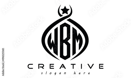 WBM three letters monogram curved oval initial logo design, geometric minimalist creative logo, vector template photo