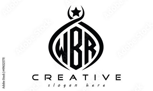 WBR three letters monogram curved oval initial logo design, geometric minimalist creative logo, vector template photo