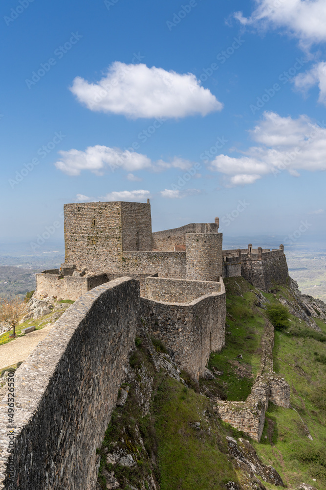 vertical view of the historic 9th-century Moorish castle in Marvao