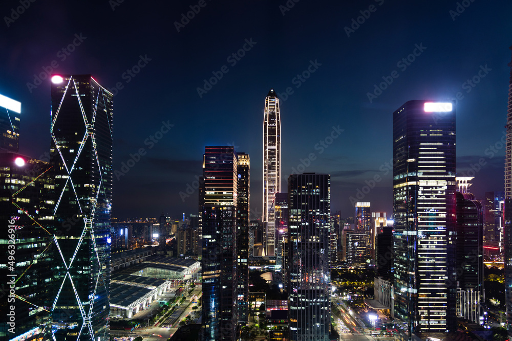 Modern office buildings in the city at night Modern office buildings in the city at night