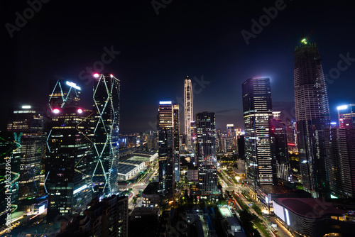 Wallpaper Mural Modern office buildings in the city at night Torontodigital.ca