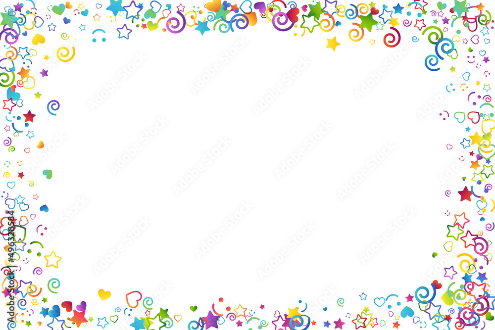 Colorful childhood fun letters and symbols confetti. Kids creative rainbow vector illustration. Colorful childhood fun letters and symbols confetti. Kids creative rainbow vector illustration.
