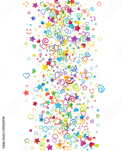 Colorful childhood fun letters and symbols confetti. Kids creative rainbow vector illustration. © IlayaStudio