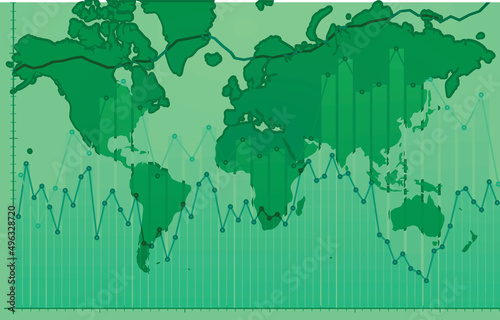 Business graph world map. vector illustration