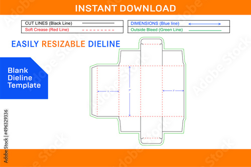 Packaging Straight tuck end box design Die cut template and 3D box design_Blank dieline template