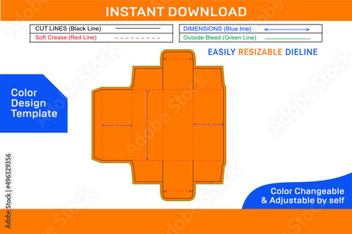 Packaging Straight tuck end box design Die cut template and 3D box design Color Design Template