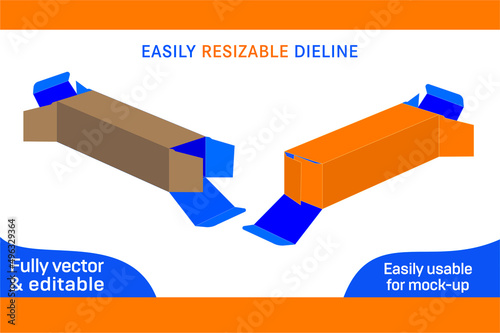 Packaging Straight tuck end box design Die cut template and 3D box design