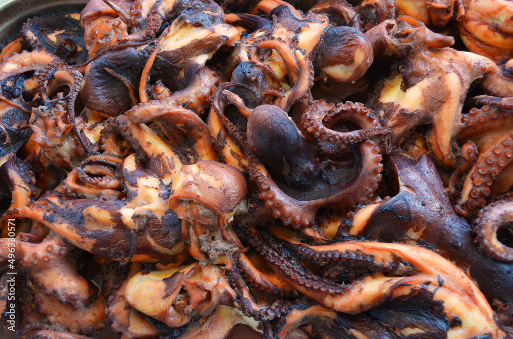 Close up of a dish of fresh octopuses