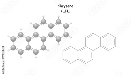 Stylized molecule model/structural formula of chrysene.