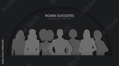 Group of career women silhouettes vectors  frame