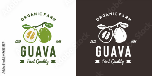 vintage guava fruit logo illustration suitable for fruit shop and fruit farm