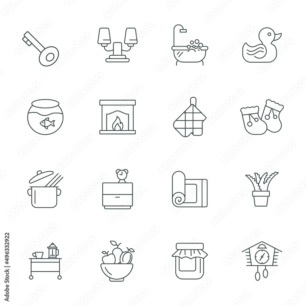 sweet home icons set . sweet home pack symbol vector elements for infographic web