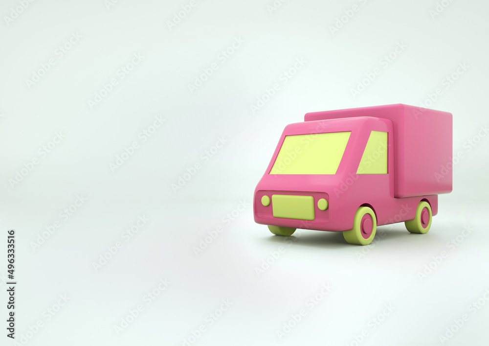 Delivery pink cargo van 3d render illustration