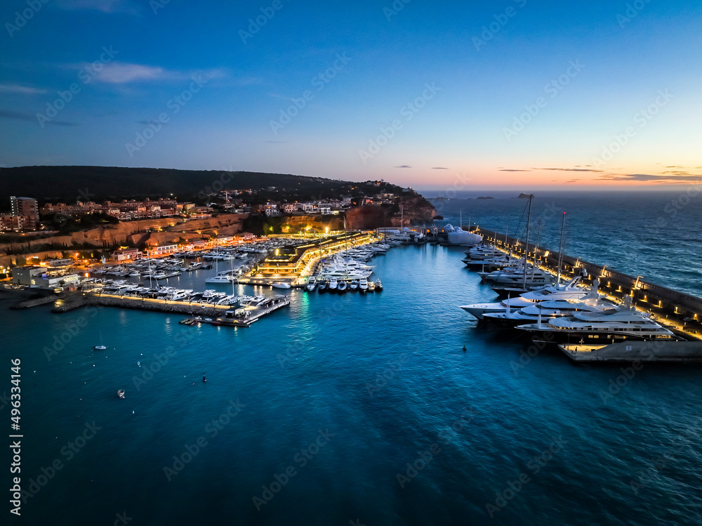 Aerial view, luxury marina Port Adriano, El Toro, Mallorca, Balearic Islands, Spain Spain