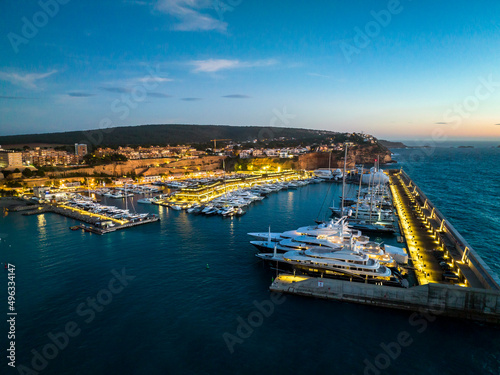 Aerial view  luxury marina Port Adriano  El Toro  Mallorca  Balearic Islands  Spain Spain