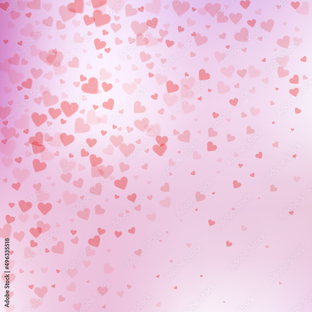 Red heart love confettis. Valentine's day gradient