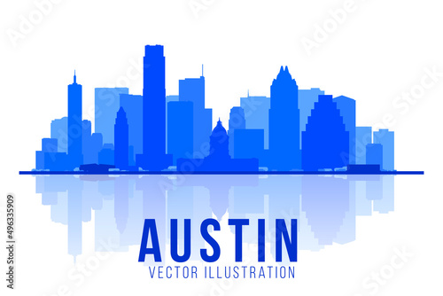 Austin Texas skyline silhouette vector illustration. Background with city panorama. Business travel and tourism concept with modern buildings. Image for presentation  banner  web site.
