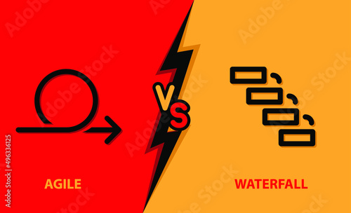 AGILE vs WATERFALL , vector background