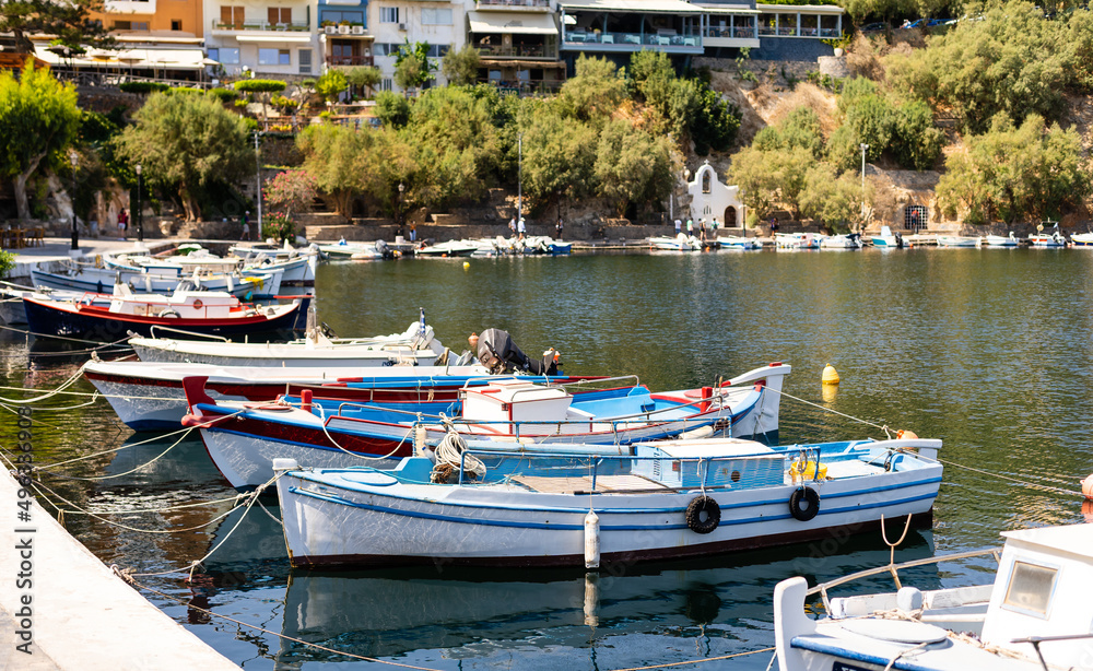 boat pier in Agios Nikolaos, Crete, Greece.