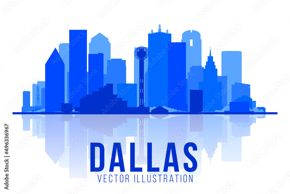 Dallas Texas skyline vector illustration. Background with city panorama. Business travel and tourism concept with modern buildings. Image for presentation, banner, web site.
