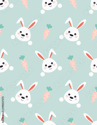 easter seamless pattern with rabbit and carrots