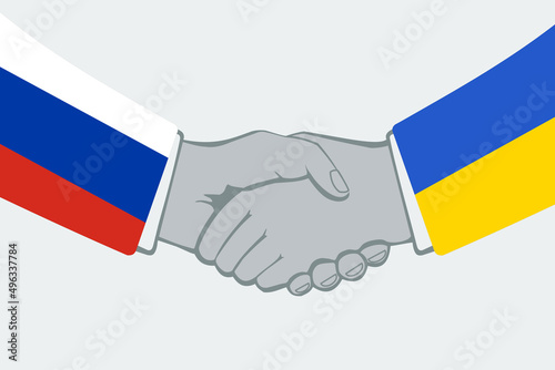 Handshake Russia and Ukraine 