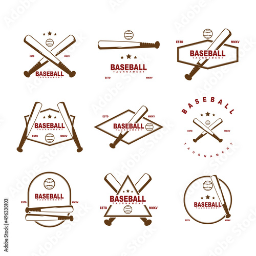 Set baseball logo design template illustration