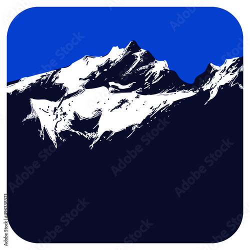 Beautiful landscape on background of mountains vector illustration.
